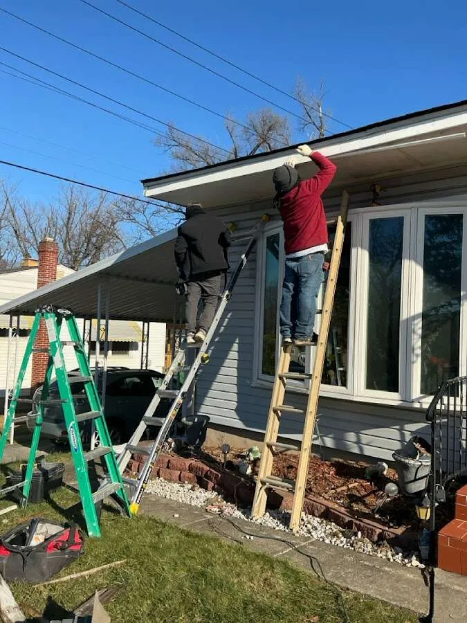 Restoration crew performing exterior repair in New Hanover